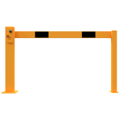 Compact hand barrier | without fixed support post | clear width: 1500 mm | with triangular lock | hot-dip galvanized and coated yellow / black